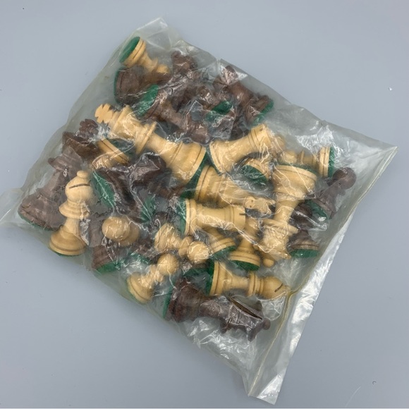 Wooden Chess Pieces Only Green Felt Bottom New in Bag (Listing #3) - Picture 10 of 10